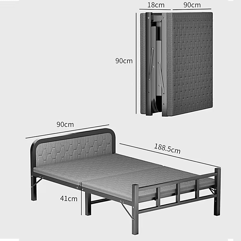 Cama Plegable Acero 1 Plaza con Colchón 189x90cm