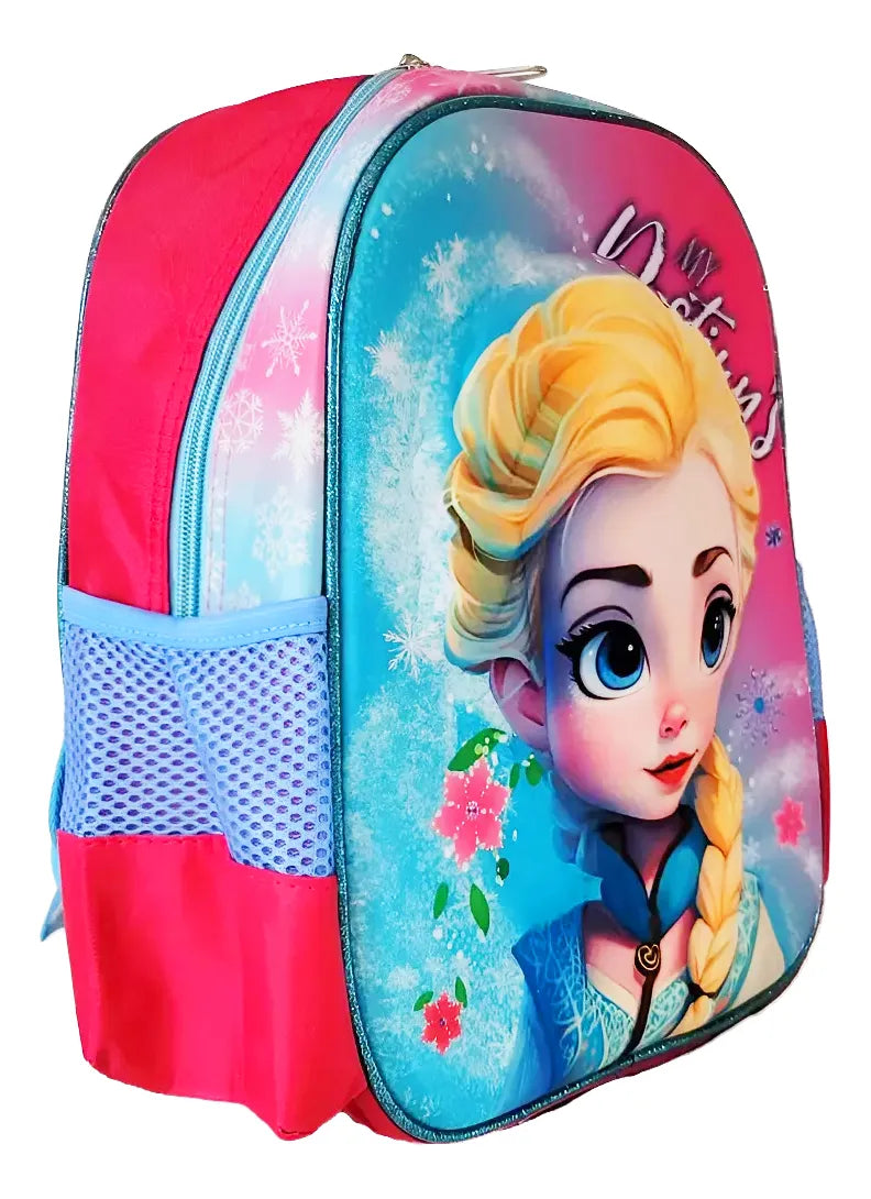 Mochila De Niña Escolar Infantil - Elsa Frozen - Rosada Liso Rosa Liso