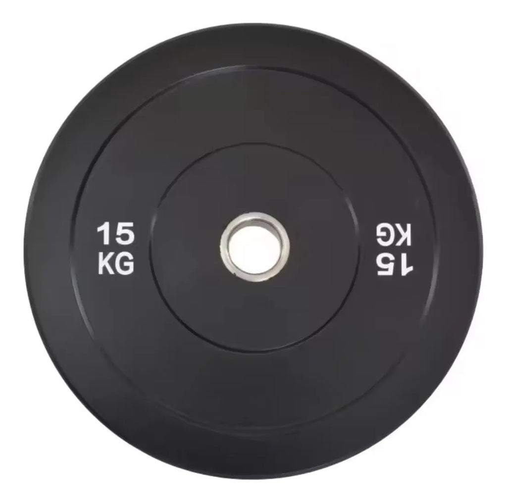 Disco Bumper Genérico 15 Kg Para Pesas - Alta Durabilidad Negro