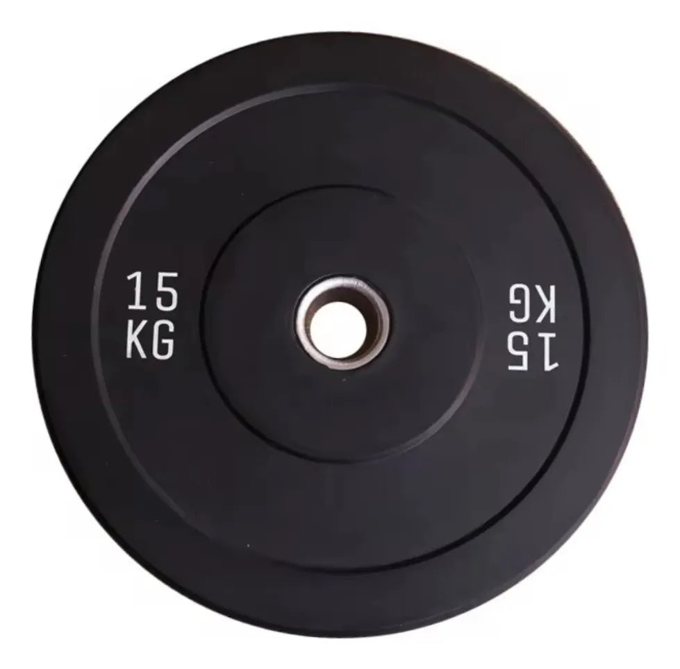 Disco Bumper Genérico 15 Kg Para Pesas - Alta Durabilidad Negro