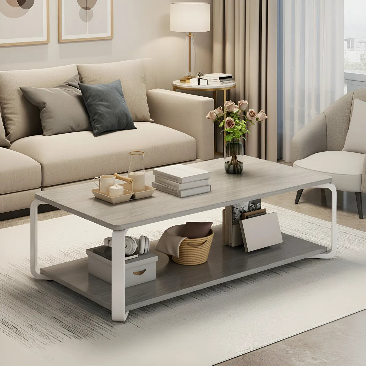 Mesa Ratona Rectangular Estructura Metálica 2 Niveles