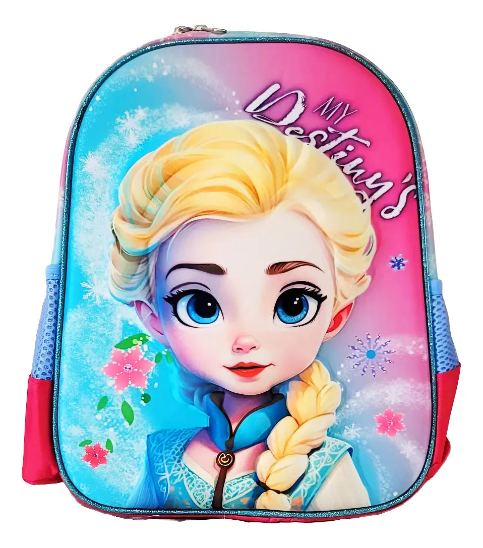 Mochila De Niña Escolar Infantil - Elsa Frozen - Rosada Liso Rosa Liso