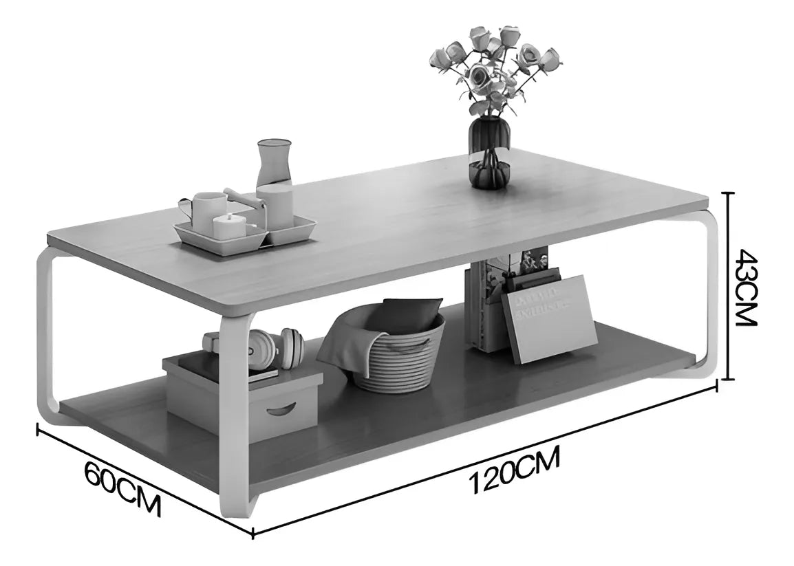 Mesa Ratona Rectangular Estructura Metálica 2 Niveles