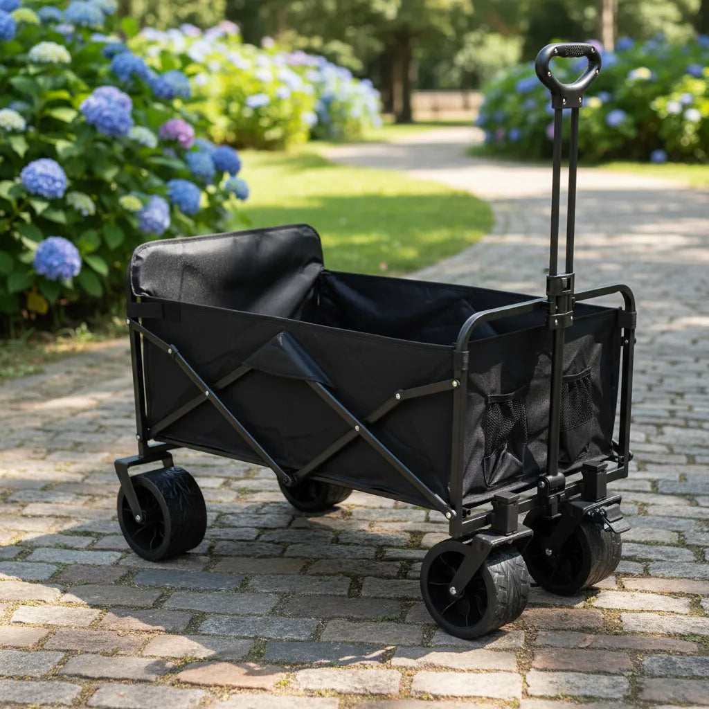 Carrito De 4 Ruedas Plegable Para Exteriores Camping o Playa Negro