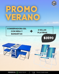 CONSERVADORA 32L CON MESA Y BANQUETAS + 2 SILLAS PLAYERAS (SOLO ENERO)