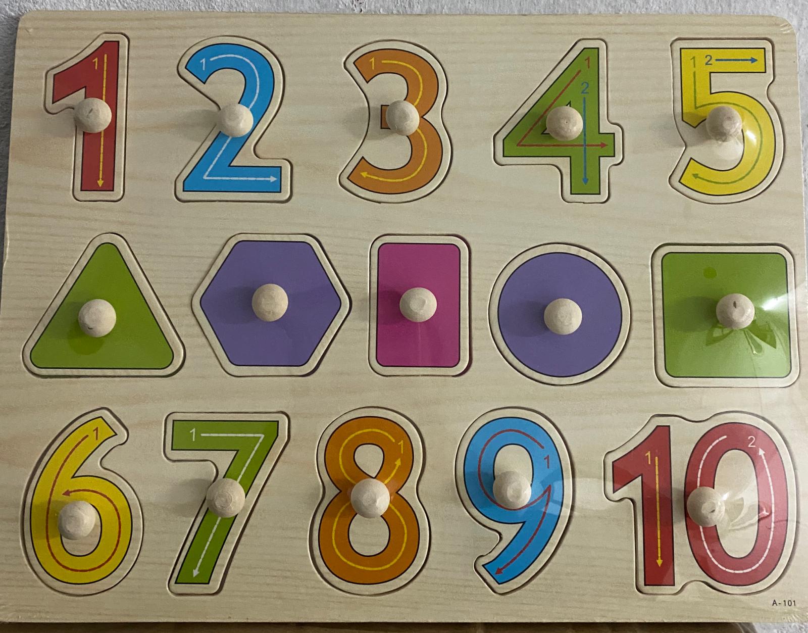 Juego De Madera Con Números Y Formas Para Niños