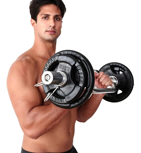 Barra Romana Olimpica Maciza Cromada Triceps