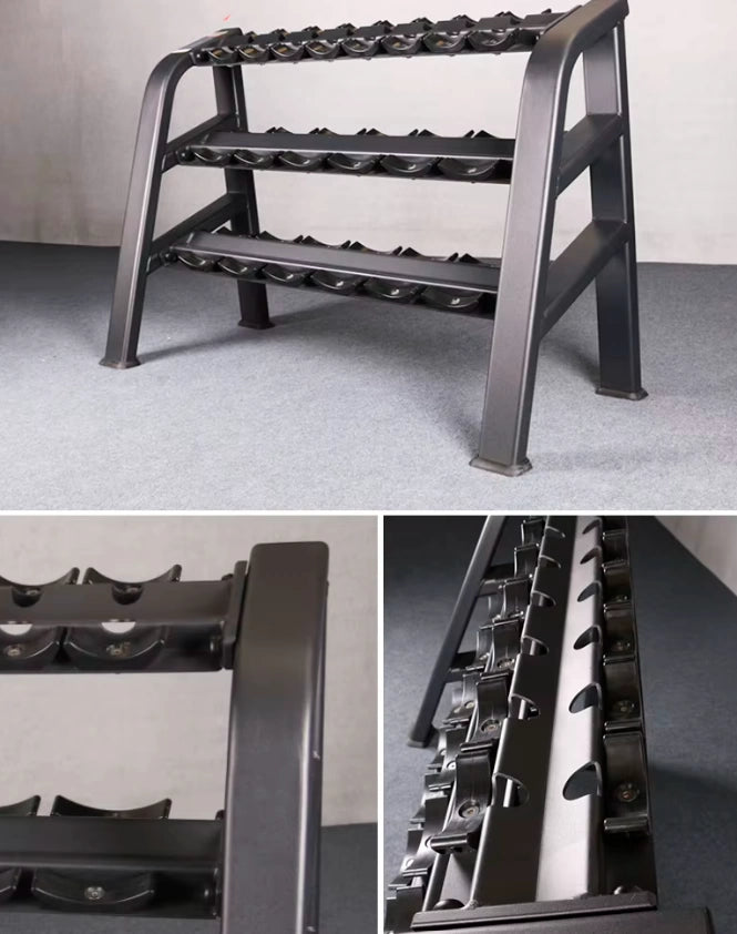 Mancuernero Rack Profesional Mancuernas Redondas 3 Niveles