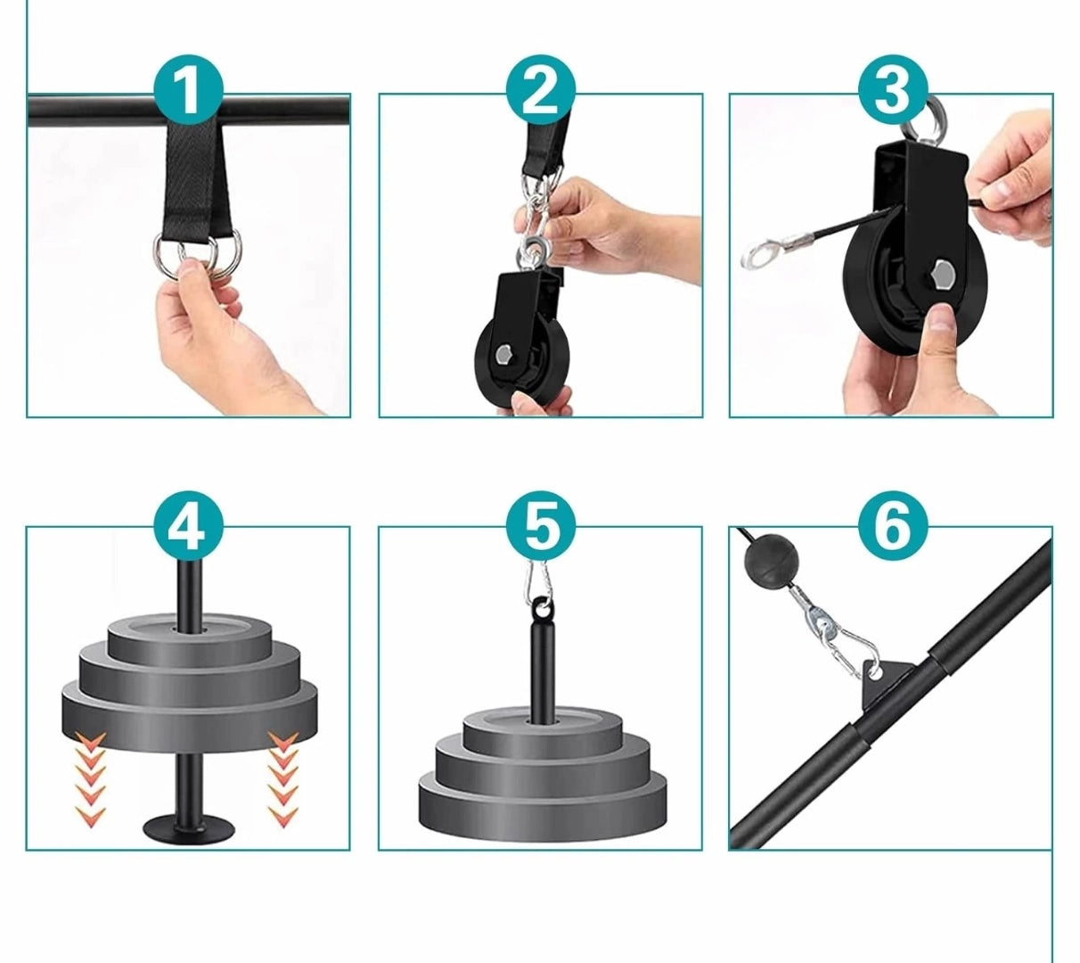 Set Kit Polea Alta + Linga + Cable + Barra + Mosquetones