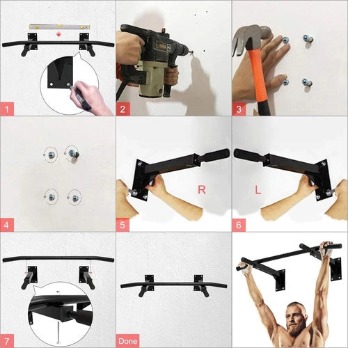 Barra Dominadas 5 en 1 Montada Pared Pull Up Bar