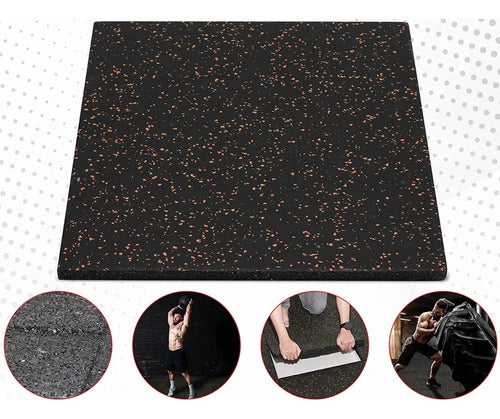 Piso De Goma Caucho Para Gimnasio Crossfit 1m x 1m x 1,5cm
