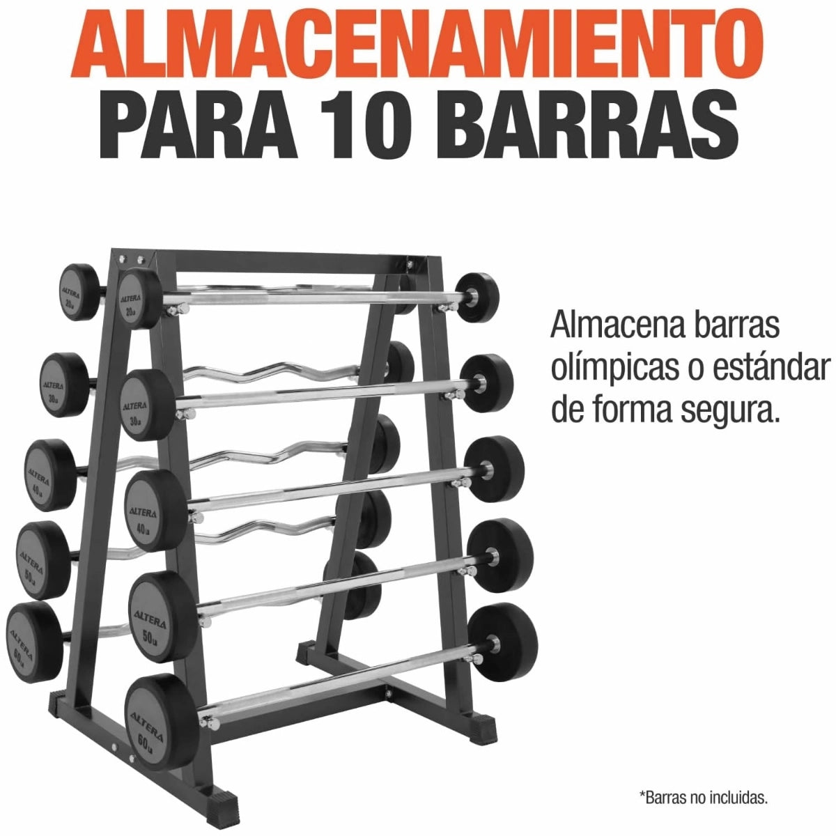 Soporte Barbell Rack Metalico Para Barras Fijas Doble Lado