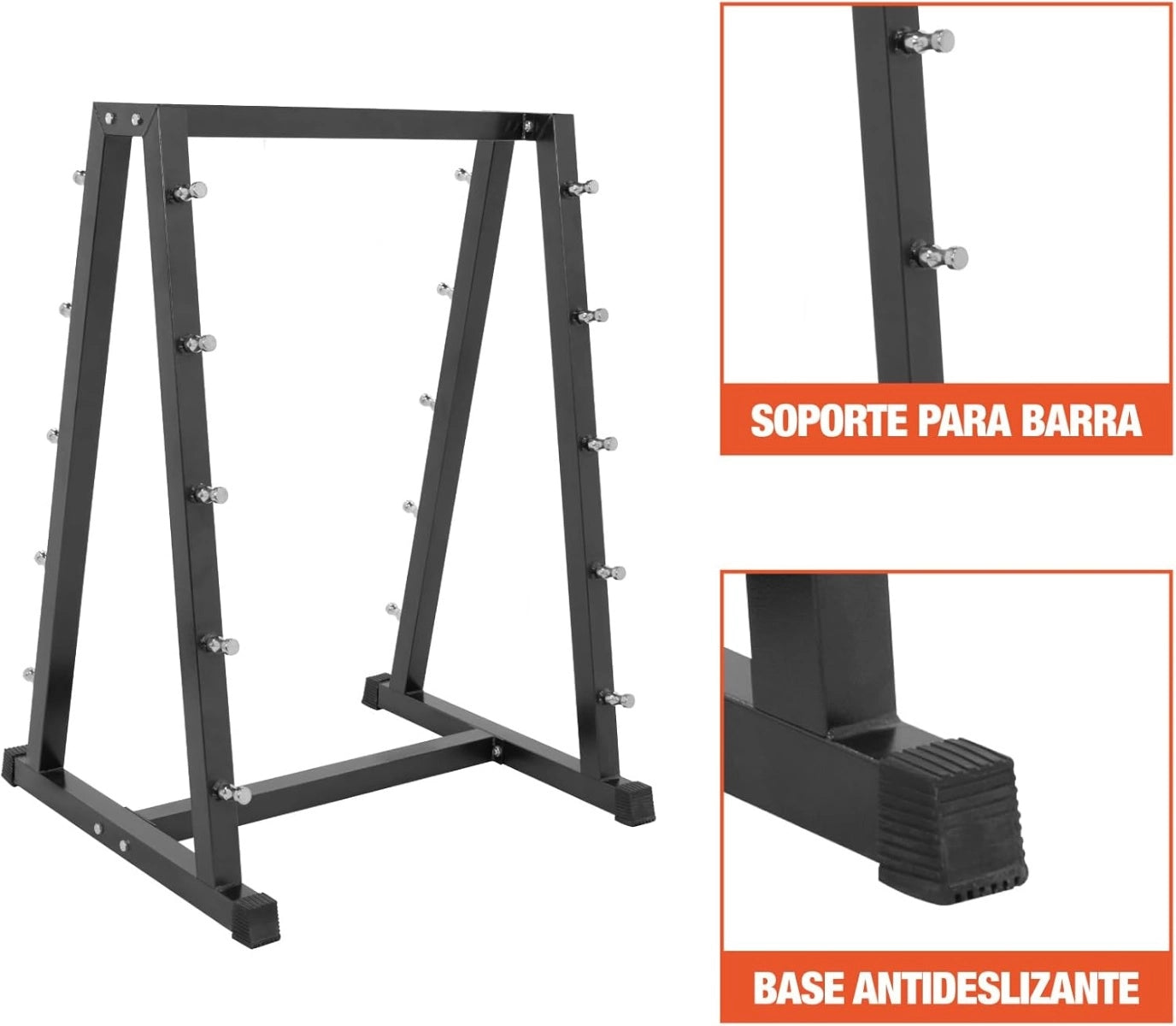 Soporte Barbell Rack Metalico Para Barras Fijas Doble Lado